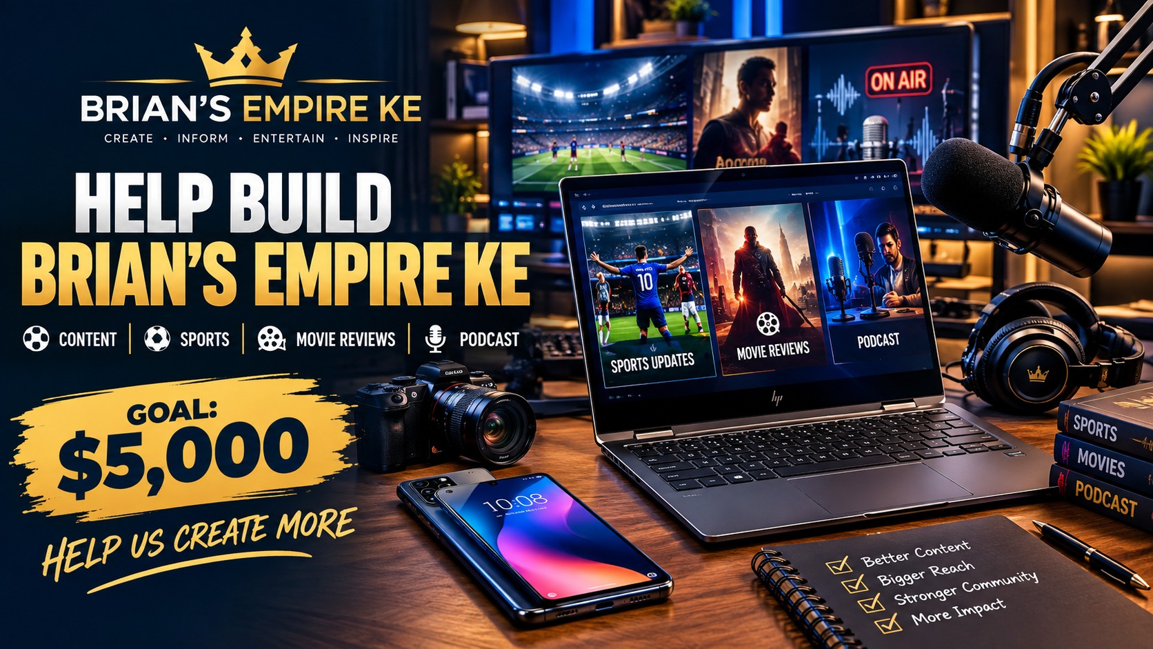 Help Brian’s Empire KE Grow: Fund a Powerful Laptop, Phone & Podcast Setup for Better Content